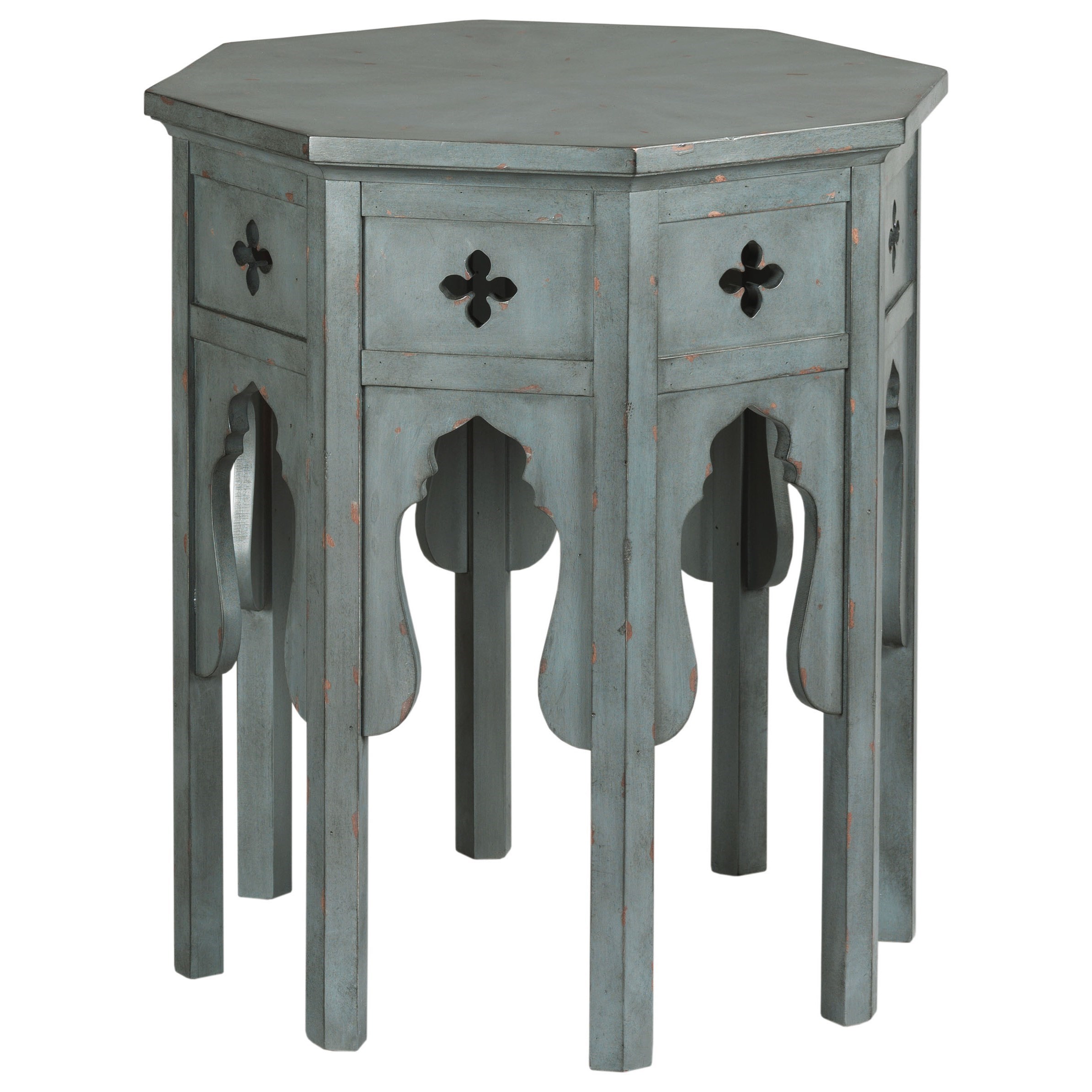 Hammary Hidden Treasures Transitional Hex End Table with Distressed